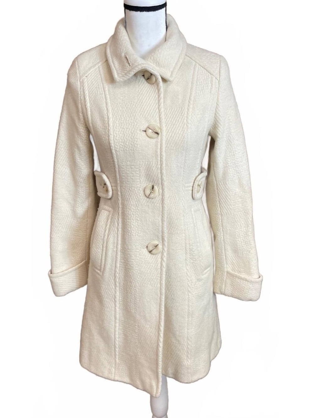 Kenneth Cole winter white wool blend coat size 2